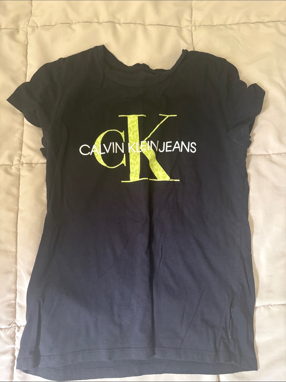 Calvin Klein Jeans Black Tee with Neon Green cK Logo